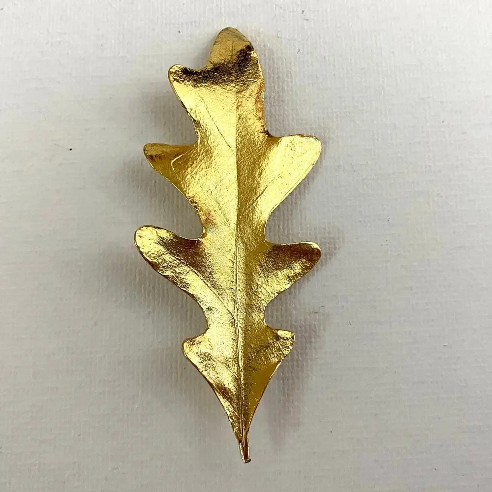 Vintage Crown Trifari Gold Tone Oak Leaf Brooch Pin MCM Mother's Day Gift